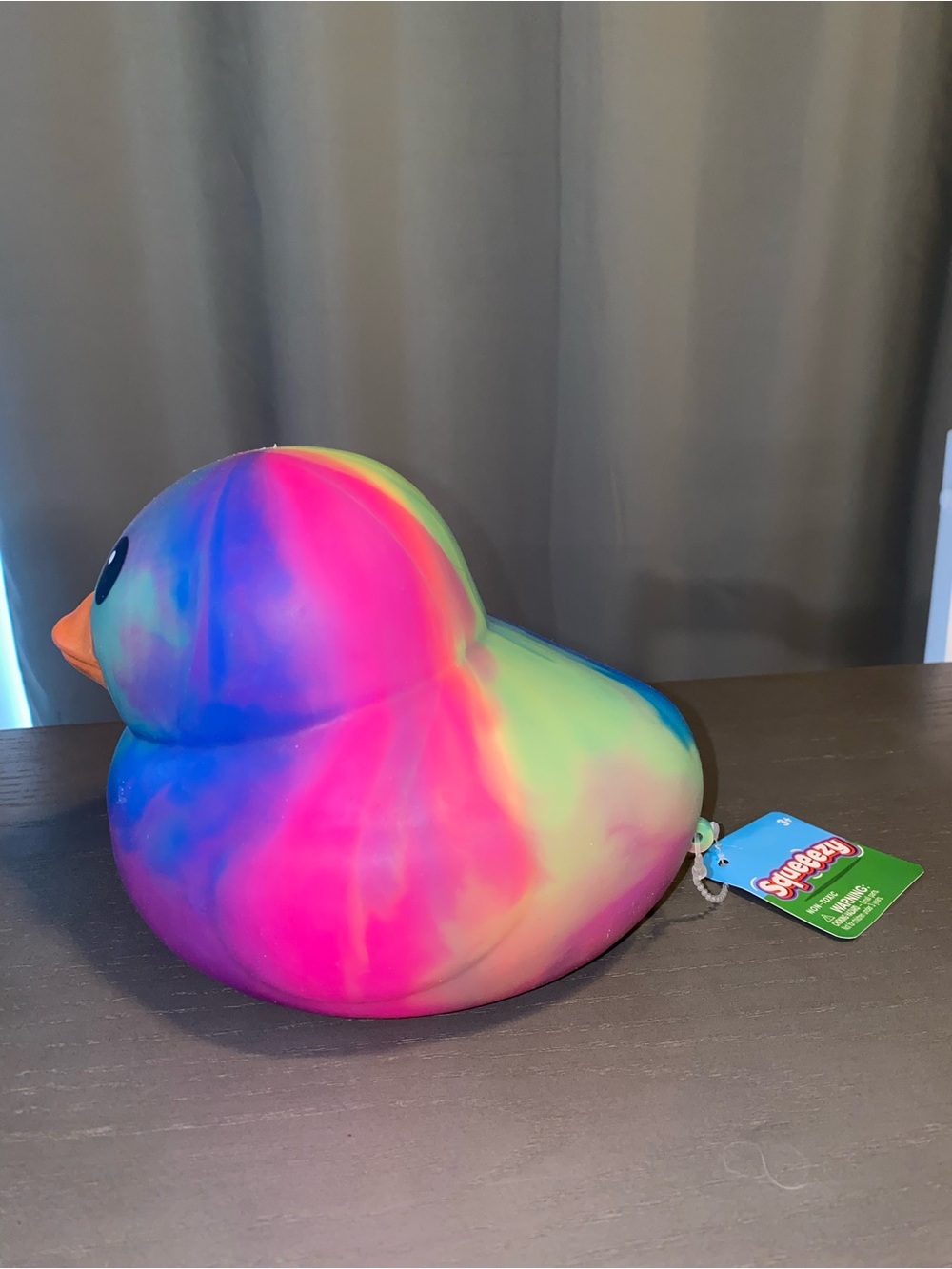 NWT Authentic Squeezy Rainbow Tie-Dye Rubber Duck - Multicolor
